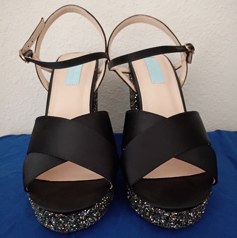 Betsey Johnson Ollie Satin Glitter Heels - Picture 2 of 10